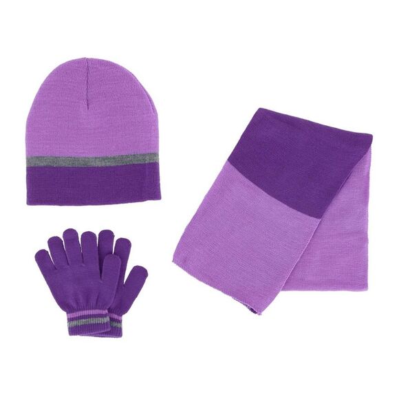 Polar Wear Girl's 3-6 Color Block Winter Beanie Scarf and Gloves Set - Picture 1 of 4